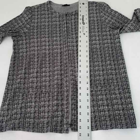 J Jill Cardigan S Gray  Wearever Collection Tweed Open Stretch Career Preppy - Picture 9 of 10